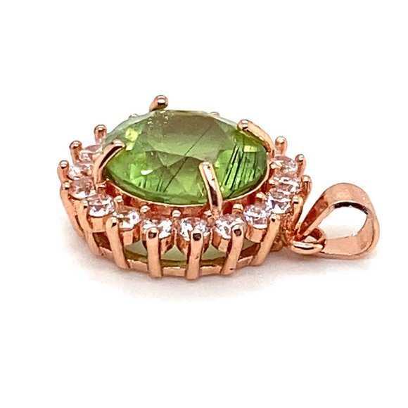 Peridot Ludwigite 3.60ct Rose Gold Silver Pendant - Picture 5 of 8